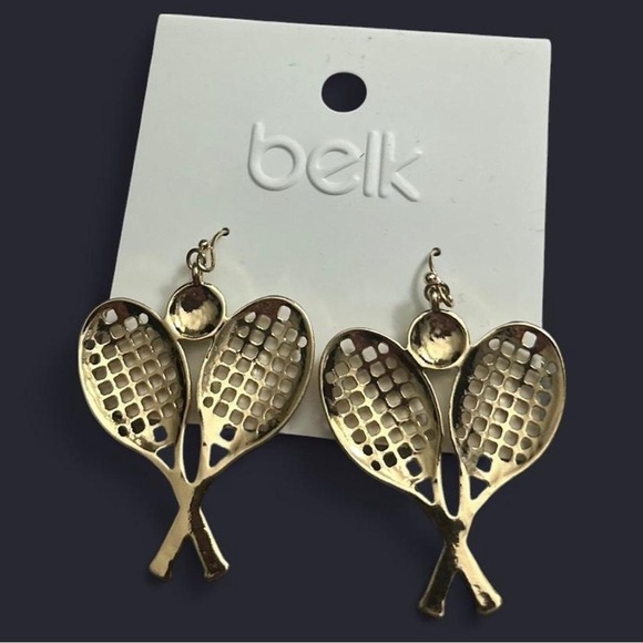 Belk - Gold Tennis Racket Earrings - Picture 2 of 2